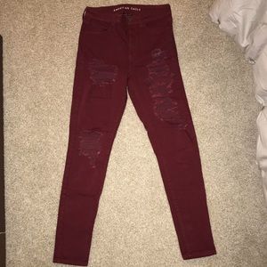 Red AEO Super High-Rise Jeggings